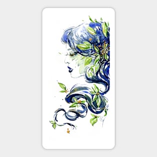 Water Leaves 9 - Watercolor Woman Portrait Sticker